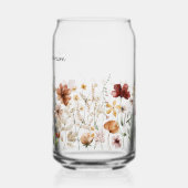Monogramm Wasserfarbe Wildblume Hübsch Floral Dosenglas (Links)