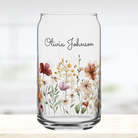 Monogramm Wasserfarbe Wildblume Hübsch Floral Dosenglas