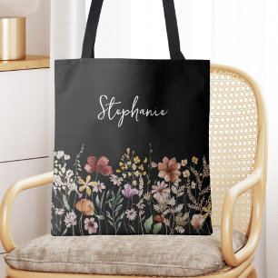 Monogramm-Wasserfarbe-Wildblume-Hübsch-Floral Tasche