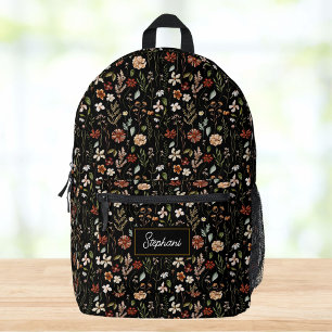 Monogramm-Wasserfarbe-Wildblumen-Blumen-Botanik Bedruckter Rucksack