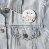 Monogramm-Wasserfarbe-Wildblumen-Blumen-Botanik Button (Beispiel)