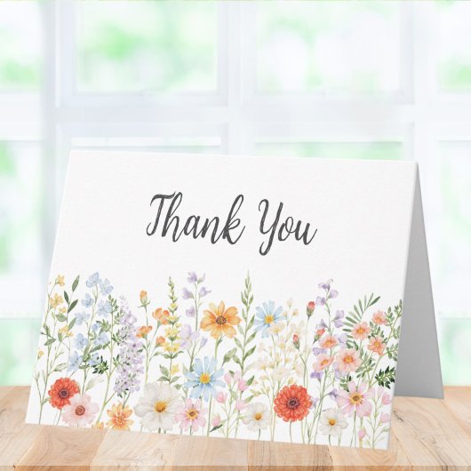 Monogramm-Wasserfarbe-Wildblumen-Blumen-Botanik Dankeskarte
