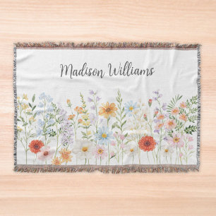 Monogramm-Wasserfarbe-Wildblumen-Blumen-Botanik Decke