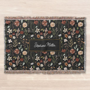 Monogramm-Wasserfarbe-Wildblumen-Blumen-Botanik Decke