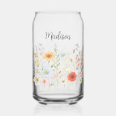 Monogramm-Wasserfarbe-Wildblumen-Blumen-Botanik Dosenglas (Vorderseite)