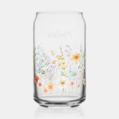 Monogramm-Wasserfarbe-Wildblumen-Blumen-Botanik Dosenglas (Rückseite)