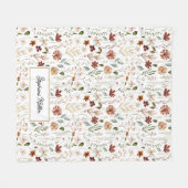 Monogramm-Wasserfarbe-Wildblumen-Blumen-Botanik Fleecedecke (Vorderseite (Horizontal))