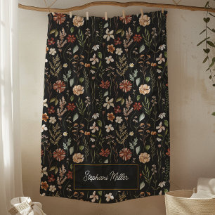 Monogramm-Wasserfarbe-Wildblumen-Blumen-Botanik Fleecedecke