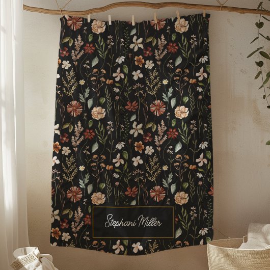 Monogramm-Wasserfarbe-Wildblumen-Blumen-Botanik Fleecedecke