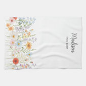 Monogramm-Wasserfarbe-Wildblumen-Blumen-Botanik Geschirrtuch (Horizontal)