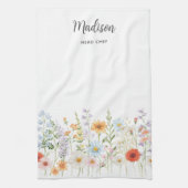Monogramm-Wasserfarbe-Wildblumen-Blumen-Botanik Geschirrtuch (Vertikal)