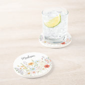 Monogramm-Wasserfarbe-Wildblumen-Blumen-Botanik Getränkeuntersetzer (Seite)
