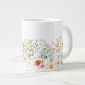Monogramm-Wasserfarbe-Wildblumen-Blumen-Botanik Jumbo-Tasse (Vorderseite Rechts)