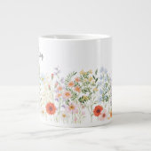 Monogramm-Wasserfarbe-Wildblumen-Blumen-Botanik Jumbo-Tasse (Vorderseite)