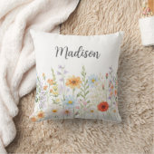 Monogramm-Wasserfarbe-Wildblumen-Blumen-Botanik Kissen (Decke)
