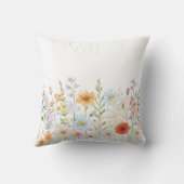 Monogramm-Wasserfarbe-Wildblumen-Blumen-Botanik Kissen (Rückseite)