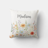 Monogramm-Wasserfarbe-Wildblumen-Blumen-Botanik Kissen (Vorderseite)