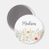 Monogramm-Wasserfarbe-Wildblumen-Blumen-Botanik Magnet (Vorderseite/Rückseite)