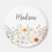 Monogramm-Wasserfarbe-Wildblumen-Blumen-Botanik Magnet (Vorne)