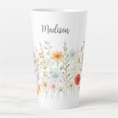 Monogramm-Wasserfarbe-Wildblumen-Blumen-Botanik Milchtasse (Vorderseite)