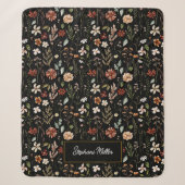 Monogramm-Wasserfarbe-Wildblumen-Blumen-Botanik Sherpadecke (Vorderseite)