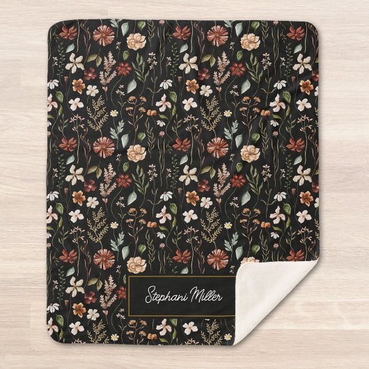 Monogramm-Wasserfarbe-Wildblumen-Blumen-Botanik Sherpadecke