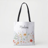 Monogramm-Wasserfarbe-Wildblumen-Blumen-Botanik Tasche (Vorderseite)