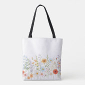 Monogramm-Wasserfarbe-Wildblumen-Blumen-Botanik Tasche (Rückseite)