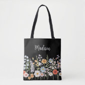 Monogramm-Wasserfarbe-Wildblumen-Blumen-Botanik Tasche (Vorderseite)