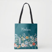 Monogramm-Wasserfarbe-Wildblumen-Blumen-Botanik Tasche (Vorderseite)