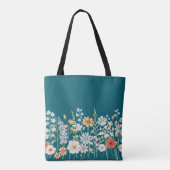 Monogramm-Wasserfarbe-Wildblumen-Blumen-Botanik Tasche (Rückseite)