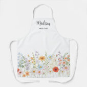 Monogramm-Wasserfarbe-Wildblumen-Blumen-Kochen Schürze (Vorderseite)