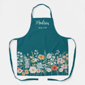Monogramm-Wasserfarbe-Wildblumen-Blumen-Kochen Schürze (Vorderseite)