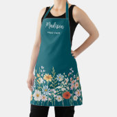 Monogramm-Wasserfarbe-Wildblumen-Blumen-Kochen Schürze (InSitu)