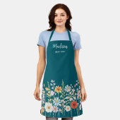 Monogramm-Wasserfarbe-Wildblumen-Blumen-Kochen Schürze (Getragen)