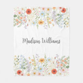 Monogramm Wasserfarbe Wilde Blumen Floral Botanisc Fleecedecke (Vorderseite)