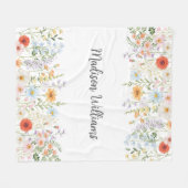 Monogramm Wasserfarbe Wilde Blumen Floral Botanisc Fleecedecke (Vorderseite (Horizontal))