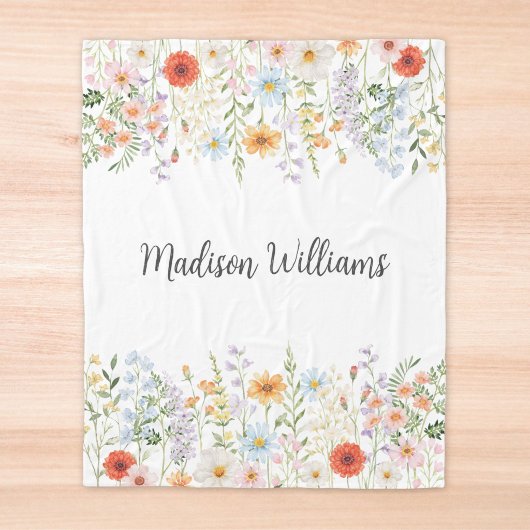 Monogramm Wasserfarbe Wilde Blumen Floral Botanisc Fleecedecke