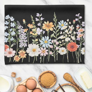 Monogramm Wasserfarbe Wilde Blumen Floral Botanisc Geschirrtuch