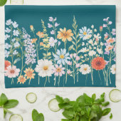 Monogramm Wasserfarbe Wilde Blumen Floral Botanisc Geschirrtuch (Gefaltet)