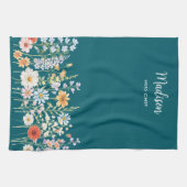 Monogramm Wasserfarbe Wilde Blumen Floral Botanisc Geschirrtuch (Horizontal)