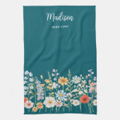 Monogramm Wasserfarbe Wilde Blumen Floral Botanisc Geschirrtuch (Vertikal)