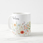 Monogramm Wasserfarbe Wilde Blumen Floral Botanisc Kaffeetasse (Vorderseite Links)
