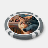 Monogramm Wasserfarbe Wolf Poker Chip (Einzeln)