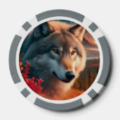 Monogramm Wasserfarbe Wolf Poker Chip (Rückseite)