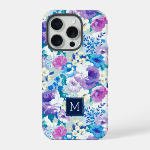 Monogramm Wasserfarben Blumen im Pastell-Look iPhone Hülle