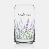 Monogramm Wasserfarben-Blumen in Lila Dosenglas (Vorderseite)