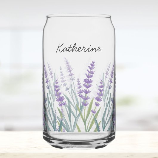 Monogramm Wasserfarben-Blumen in Lila Dosenglas