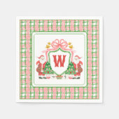 Monogramm Wasserfarben Erstmaliges Kariertes Santa Serviette (Vorderseite)