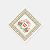 Monogramm Wasserfarben Erstmaliges Kariertes Santa Serviette (Ecke)